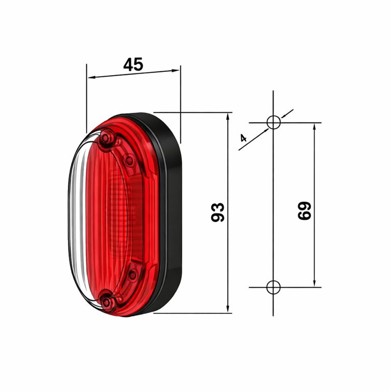 luce ingombro ovale bifacciale a lampadina