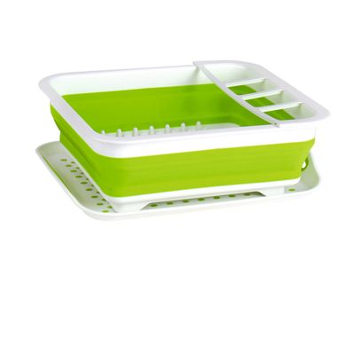 Scolapiatti pieghevole 37x31x6/13 cm bianco/lime - Camp4