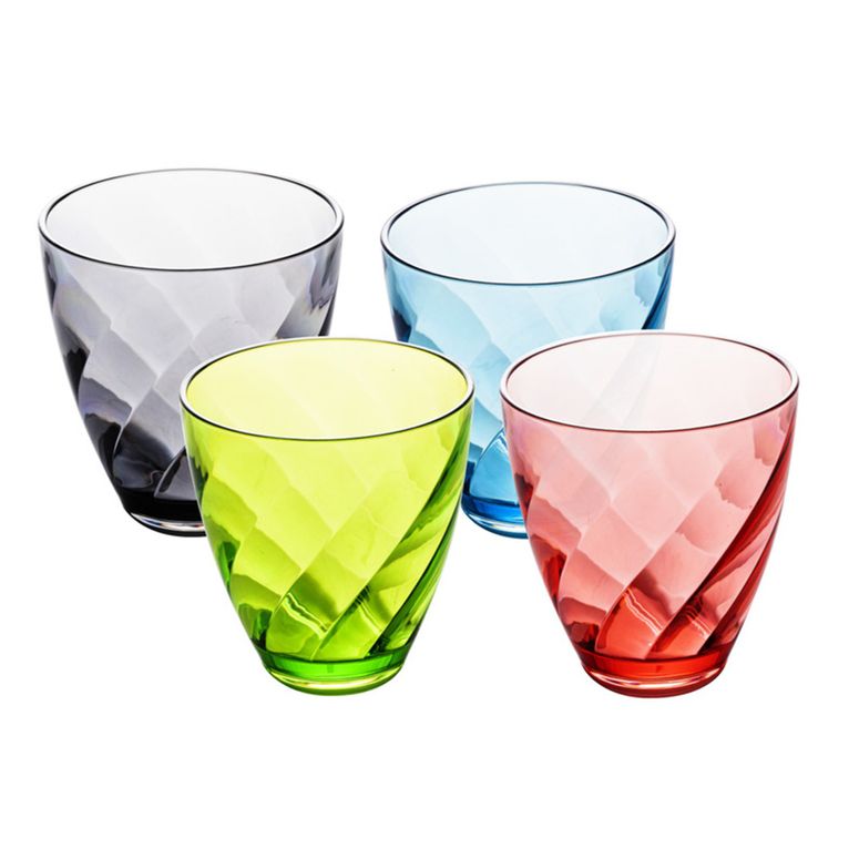 set 4 bicchieri burano 300 ml blu/lime/grigio/rosso