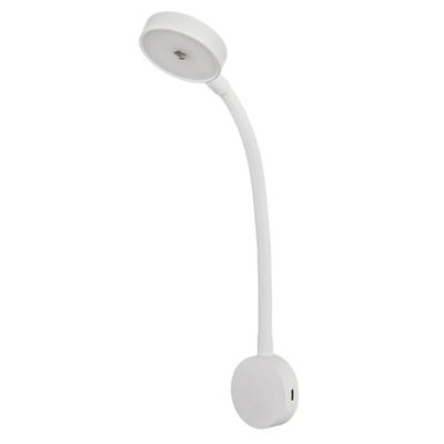 Lampada LED collo di cigno bianca 250 mm con USB-C