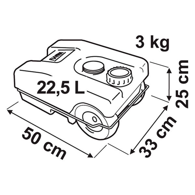 fiamma roll-tank 23w grey serbatoio acque grigie 23 litri con ruote