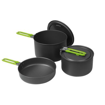 Set pentole alluminio 5 pezzi Elite nero manici lime