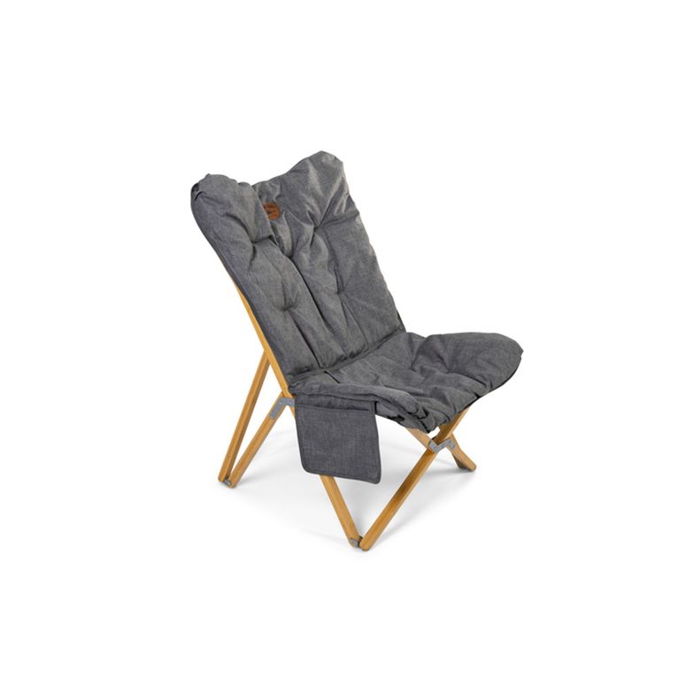 poltrona pieghevole lounge grigio melange telaio bambù
