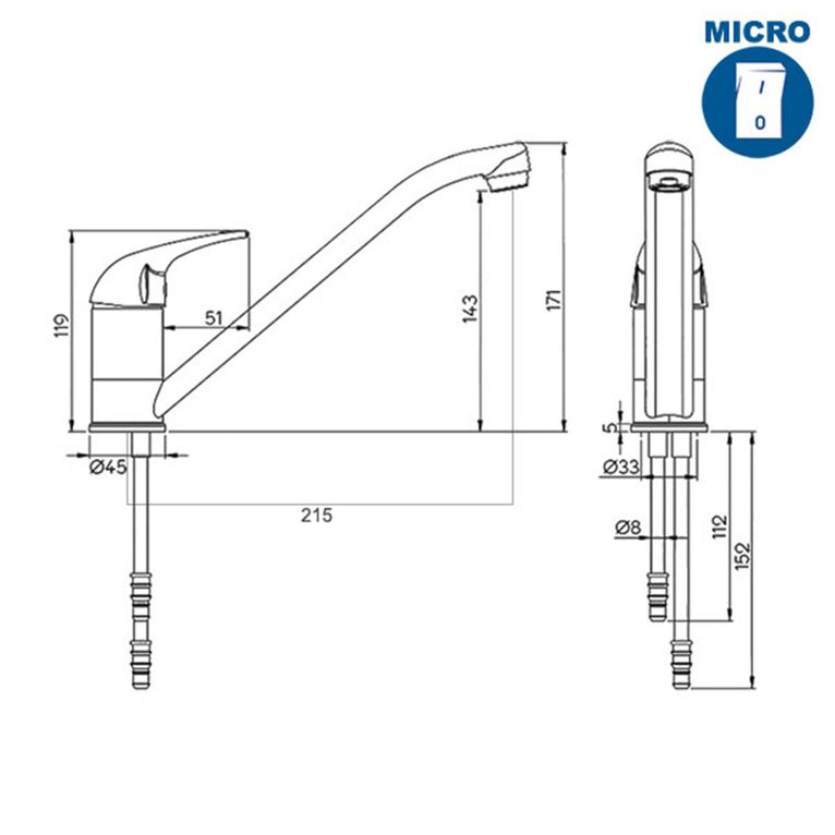 miscelatore lavello charisma • canna 215 mm