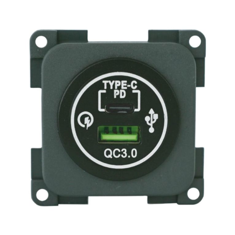 mp2usbc/m presa doppia usb-a (3a) + usb-c (3a) 12v marro