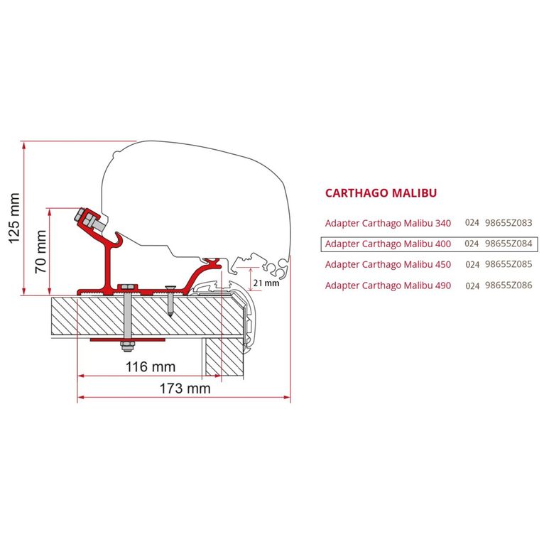 adapter f80/f65 carthago malibu 400 cm. - fiamma