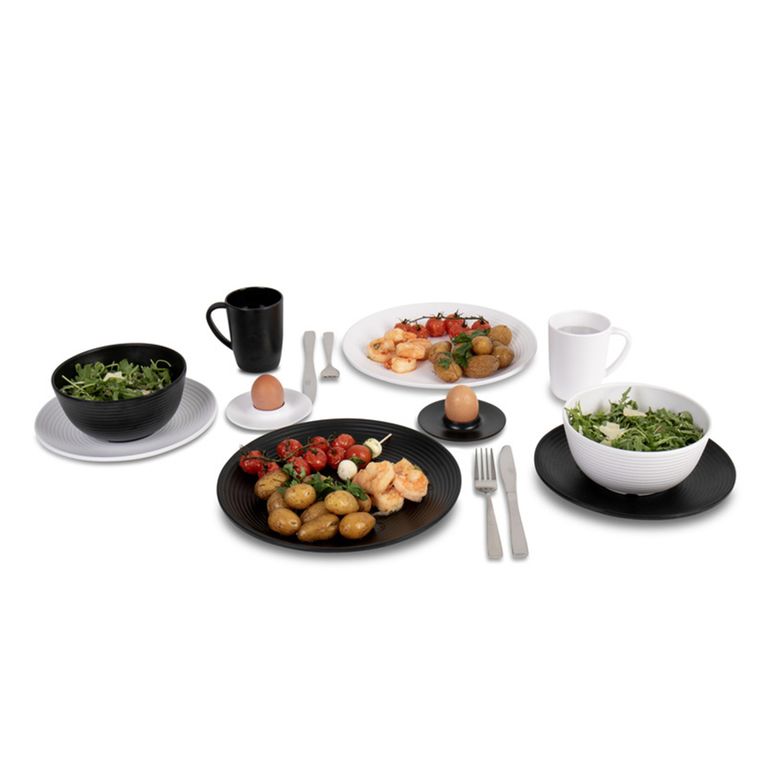 set stoviglie in melamina lund 16 pz per 4 pers. bianco