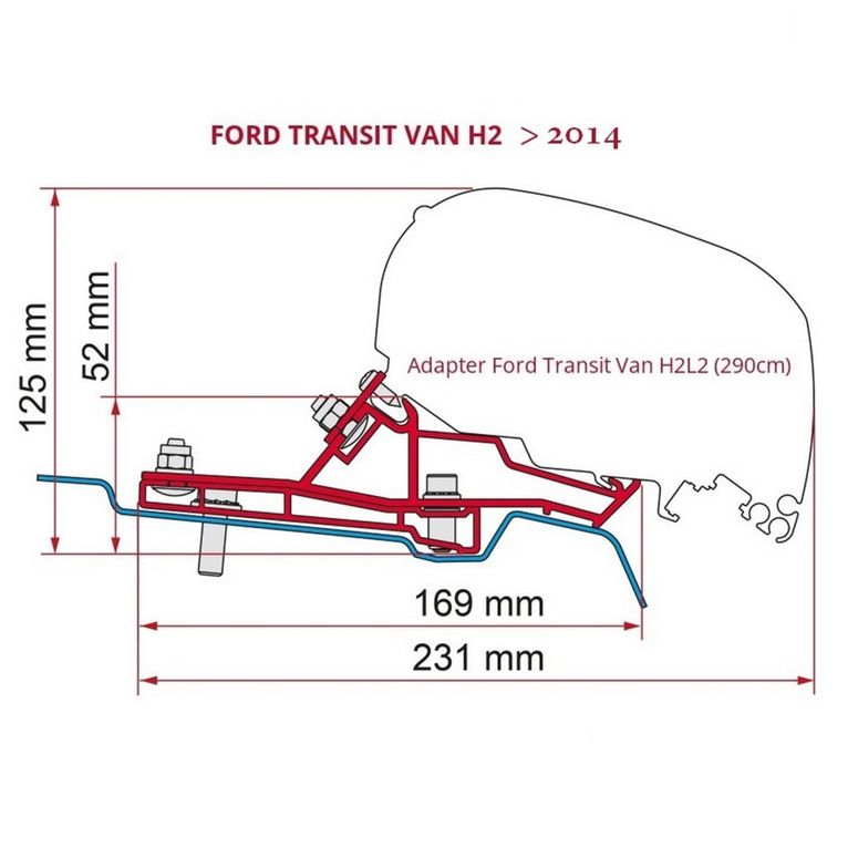 adapter ford transit van h2l2 (290cm) - fiamma