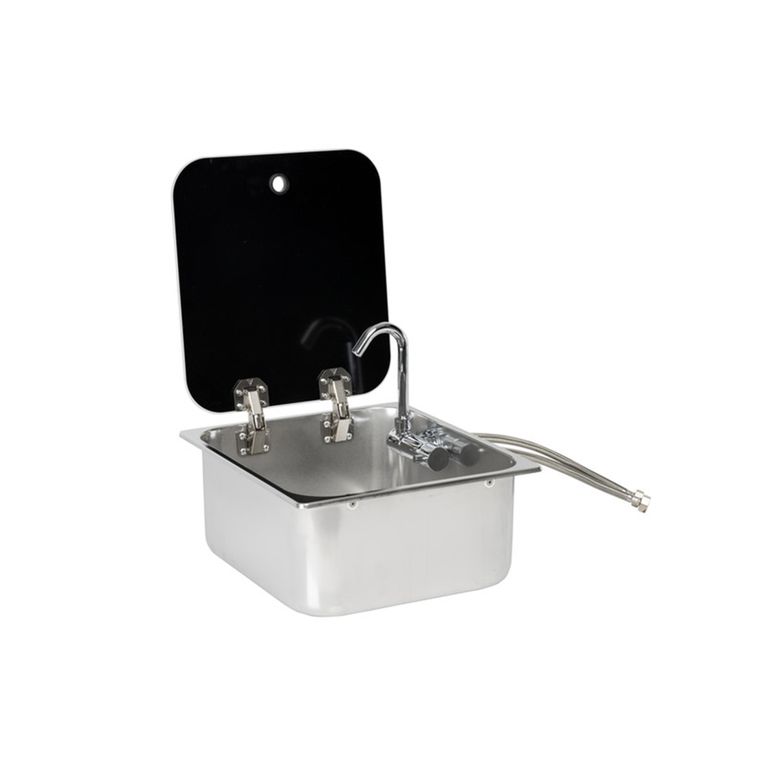lavello inox 322x352x150 con coperchio in vetro