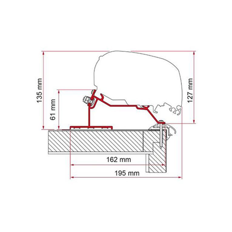 adapter f80/f65 caravan roof 400 cm. (dethls/fendt/lmc/t
