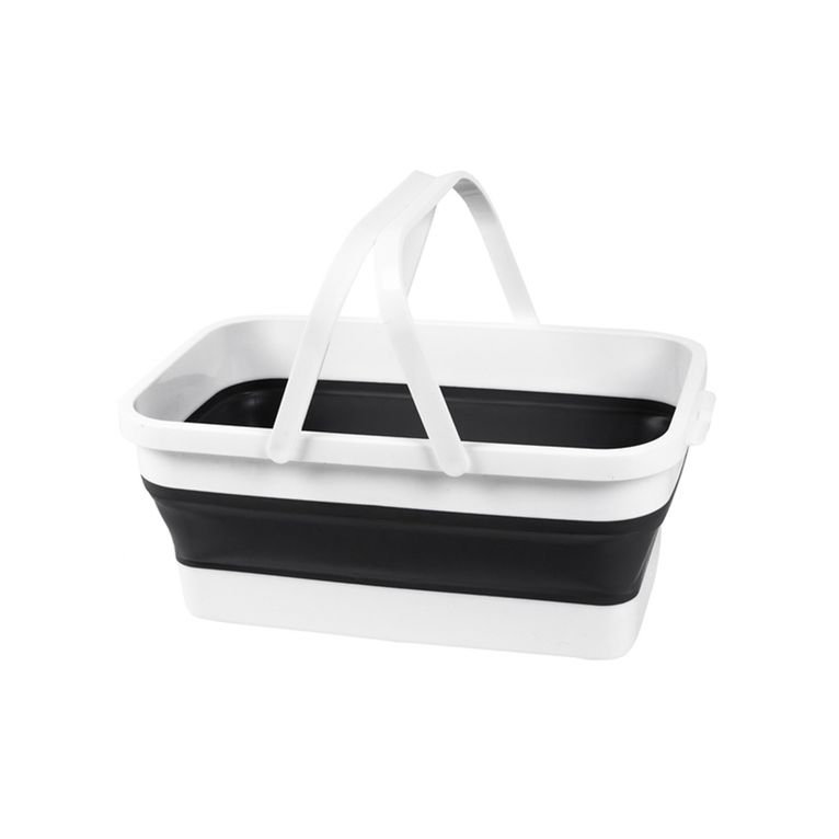 cesto pieghevole con manico 45x27 cm bianco/grigio