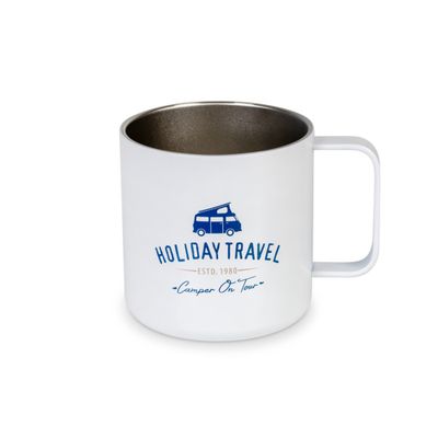 Tazza in acciaio inox HOLIDAY TRAVEL bianca 350 ml
