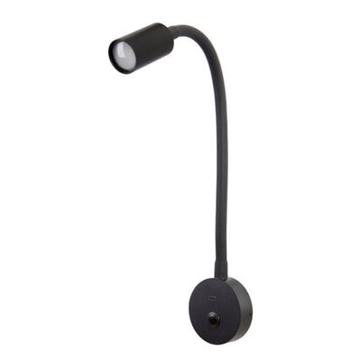 Lampada LED collo di cigno nera 300 mm con USB-C