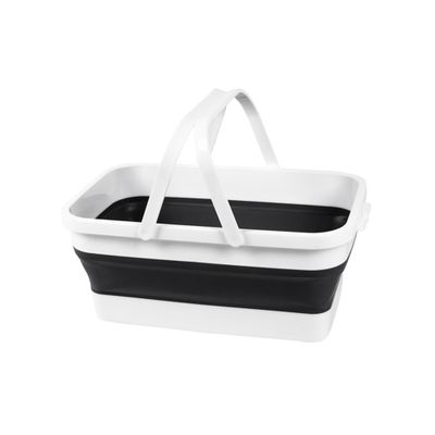 Cesto pieghevole con manico 45x27 cm bianco/grigio