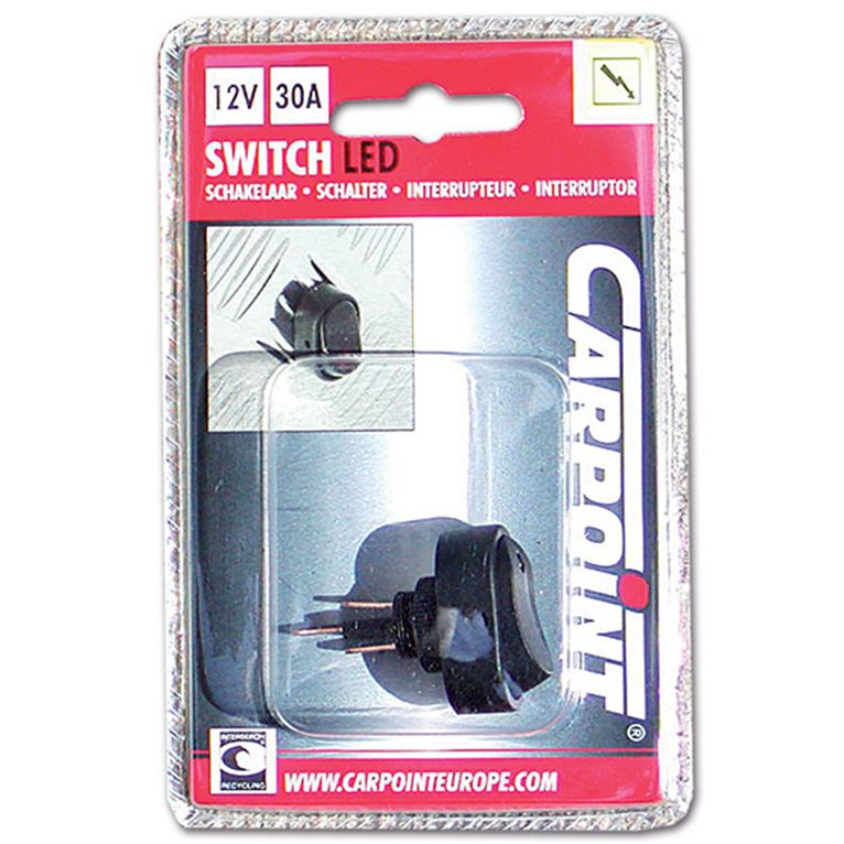 interruttore nero con led rosso • 12 v