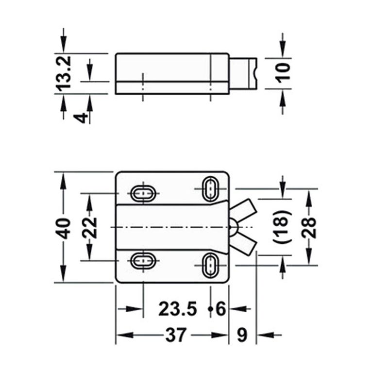 chiusura push per antine • 37 x 40 mm