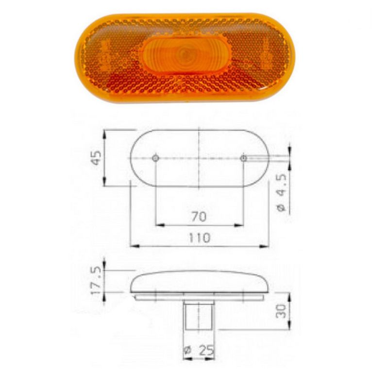 side marker incasso c/lamp.arancio