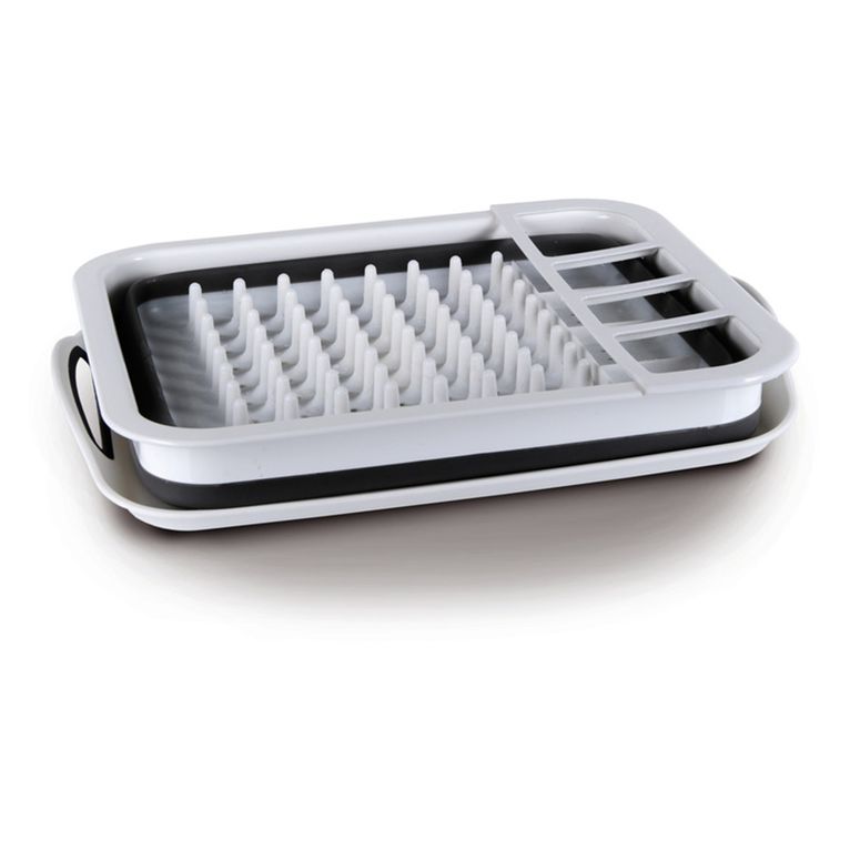 scolapiatti pieghevole 37x31x6/13 cm bianco/grigio
