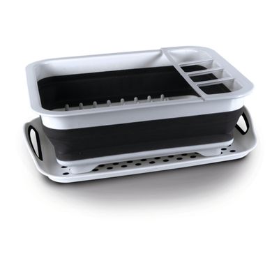 Scolapiatti pieghevole 37x31x6/13 cm bianco/grigio