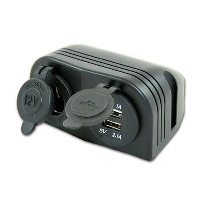Supporto 2 USB con presa • 12 V