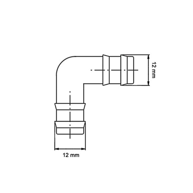 manicotto curvo 90° • ø 12 mm • blister