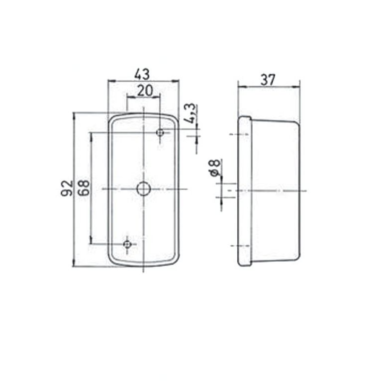 luce ingombro bifacciale rettangolare a lampadina