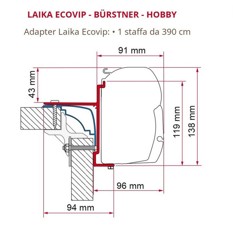 adapter laika ecovip 390 cm. - fiamma