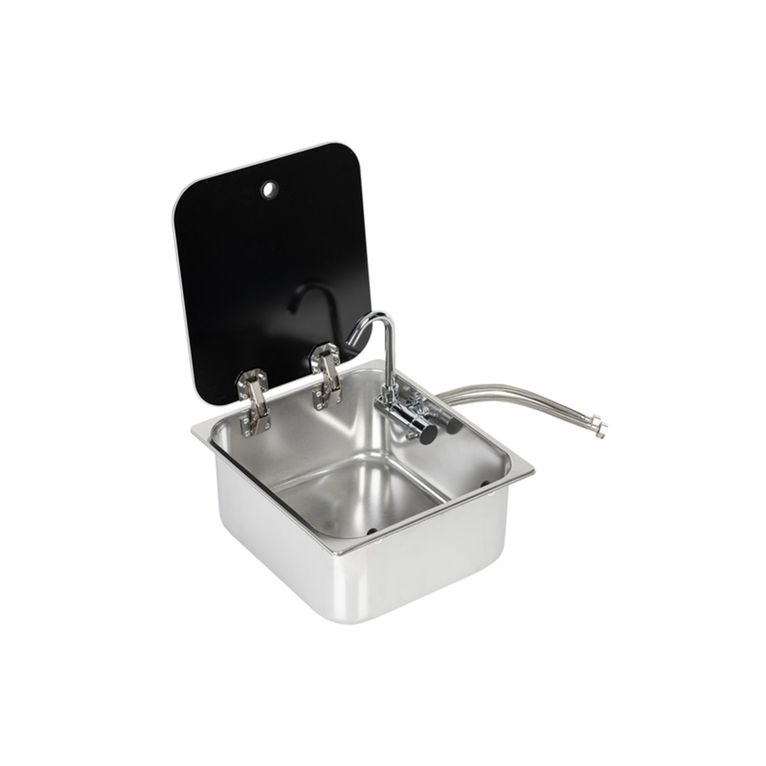 lavello inox 322x352x150 con coperchio in vetro