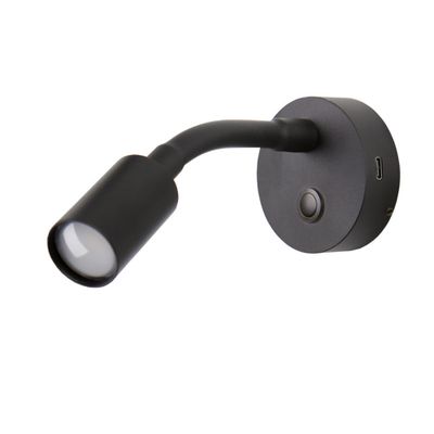 Faretto LED con braccio flessibile 100 mm nero USB-C