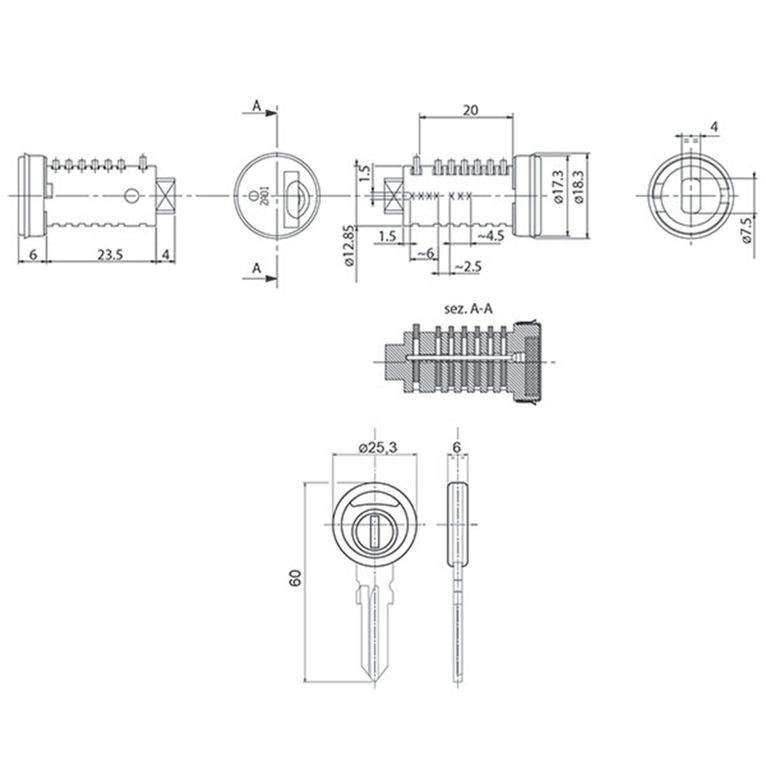kit 1 cilindro 1 chiave zadi • a.s. 45 • blister