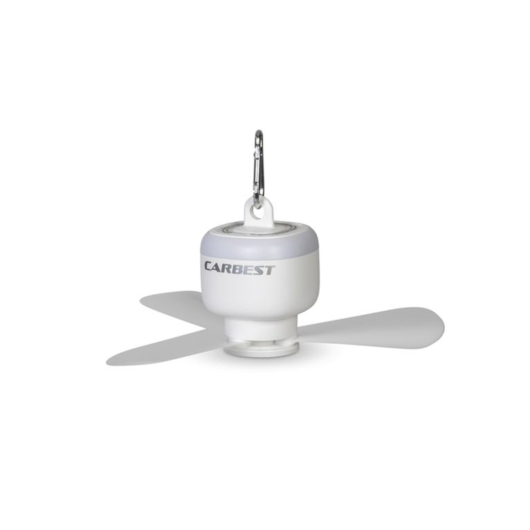 lampada con ventilatore e moschettone, batteria 8000 mah