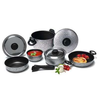 Set pentole alluminio 9 pezzi Rocky Line spessore 1,2 mm