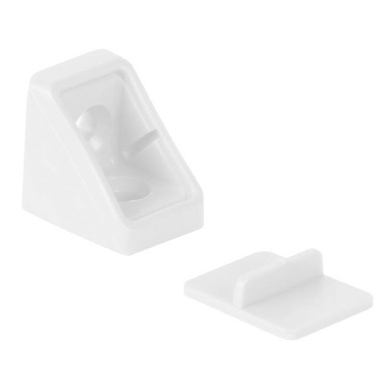 fissamobile angolare 2 fori con copriviti bianco 4 pz