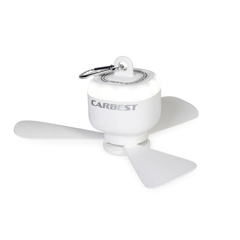 lampada con ventilatore e moschettone, batteria 8000 mah