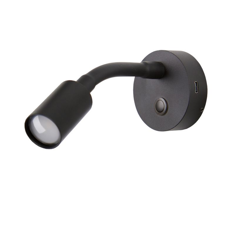 faretto led con braccio flessibile 100 mm nero usb-c