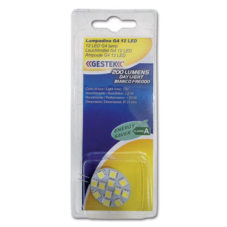 lampadina g4 • 12 led • bianca fredda • blister