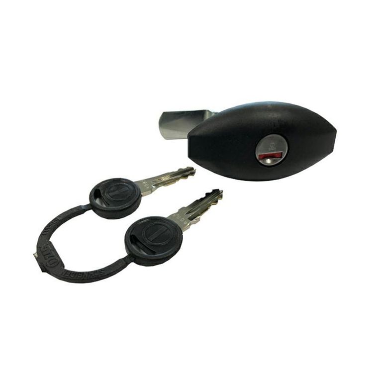 serratura push per portellone nera con rotore e chiavi