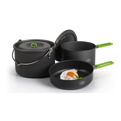 Set pentole alluminio 5 pezzi Elite L nero manici lime