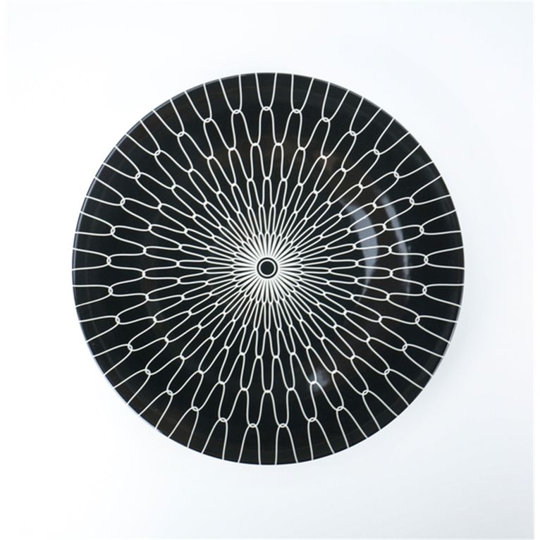 stoviglie in melamina black-white 16 pz per 4 persone