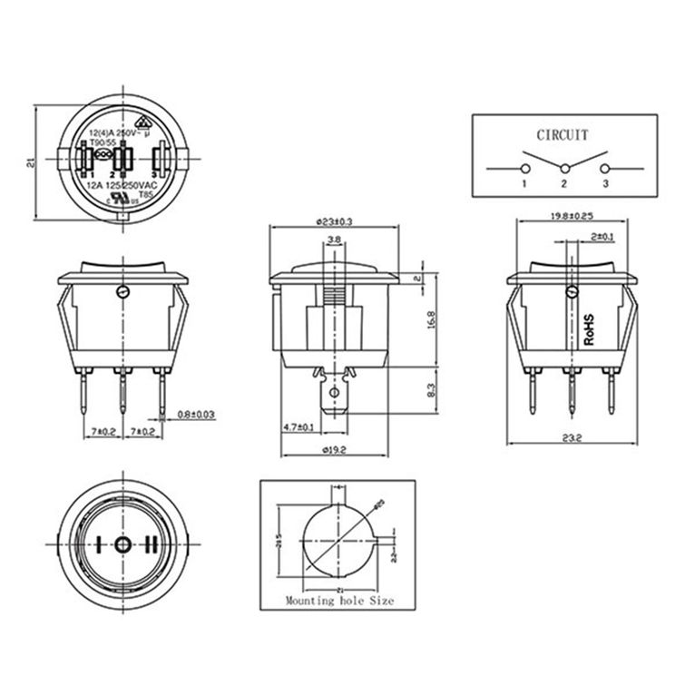 interruttore unipolare - 12 v