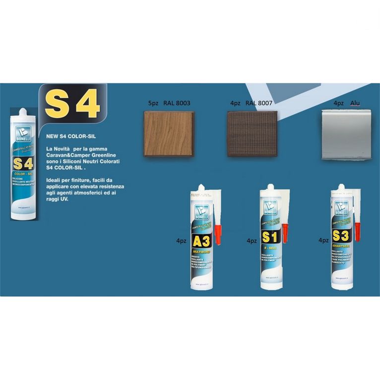 kit silicone/sigillante in 4 colori