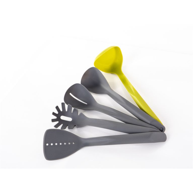 set utensili da cucina impilabili 5 pz grigio/lime