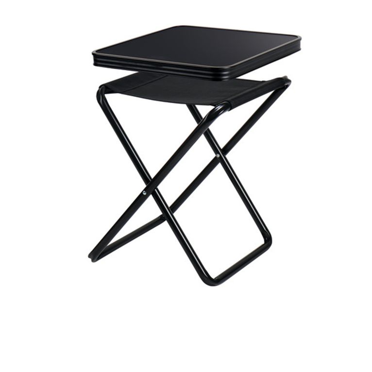 sgabello pieghevole pasadena con piano tavolo nero
